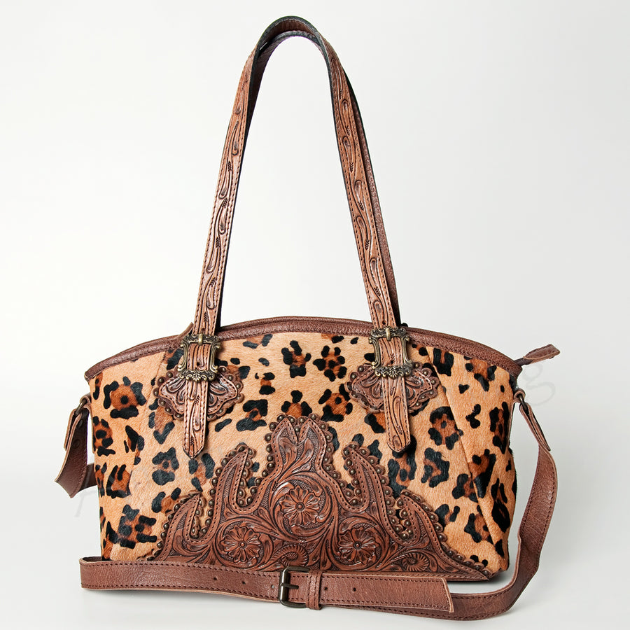 American Darling Tote Bag Western Hand Tooled Floral Genuine Leather Purse with Rivetted Detail and YKK Zipper for Women