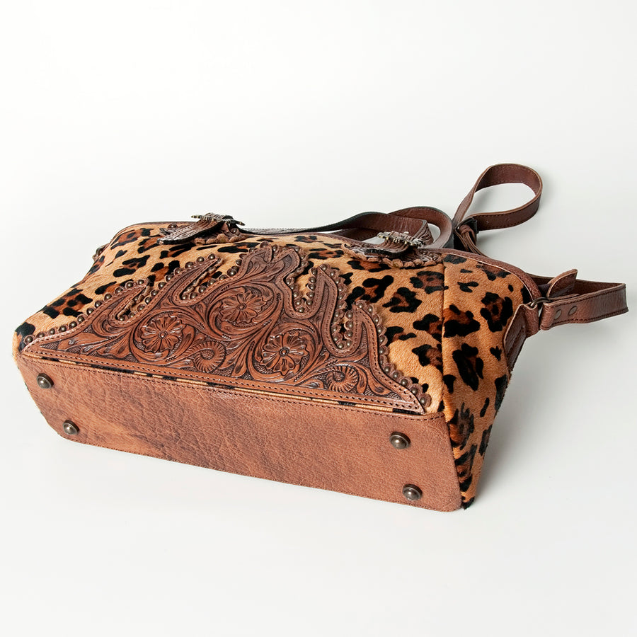 American Darling Tote Bag Western Hand Tooled Floral Genuine Leather Purse with Rivetted Detail and YKK Zipper for Women
