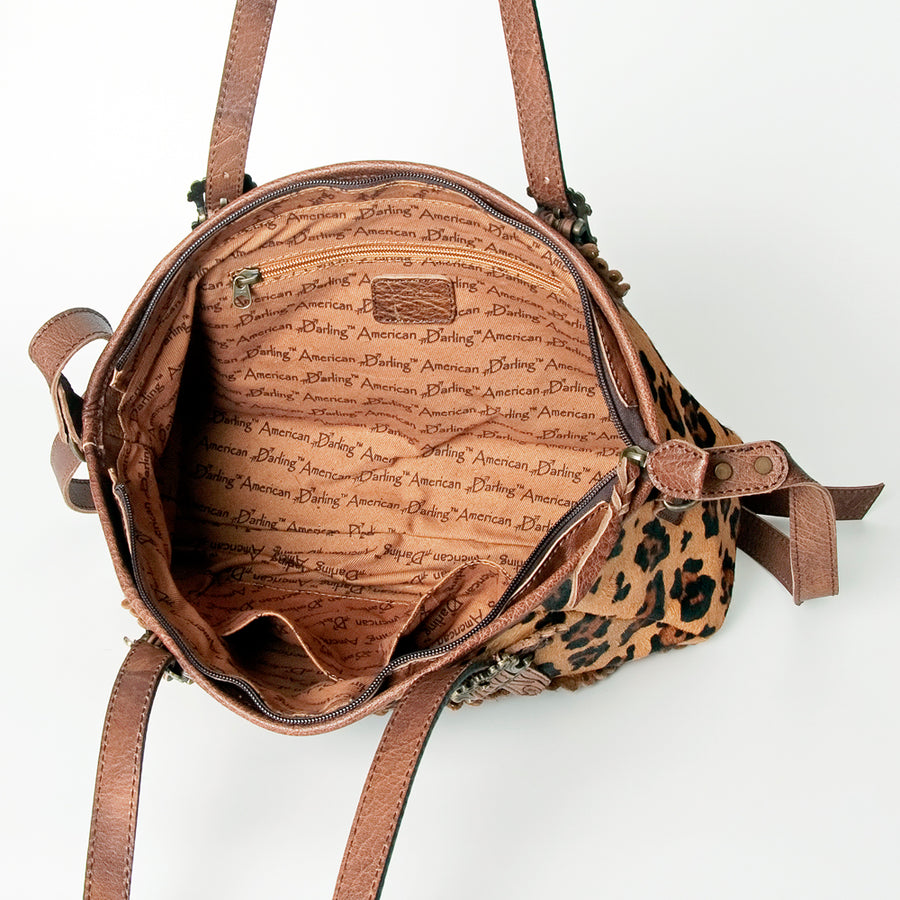 American Darling Tote Bag Western Hand Tooled Floral Genuine Leather Purse with Rivetted Detail and YKK Zipper for Women