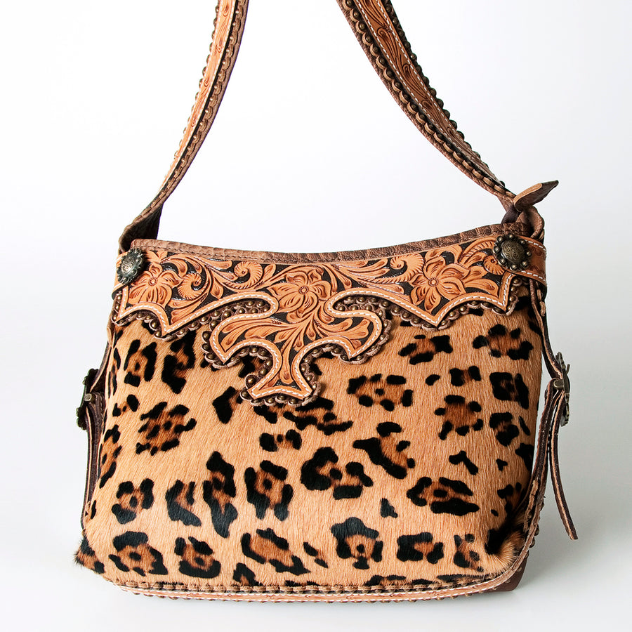 American Darling Hobo Bag Western Hand Tooled Floral Genuine Leather Purse with Rivetted Detail and YKK Zipper for Women