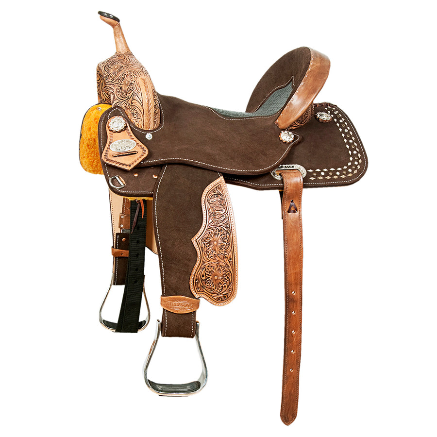 15 In Hilason Flex Tree Western Horse Saddle American Leather Barrel Trail - Uhorse
