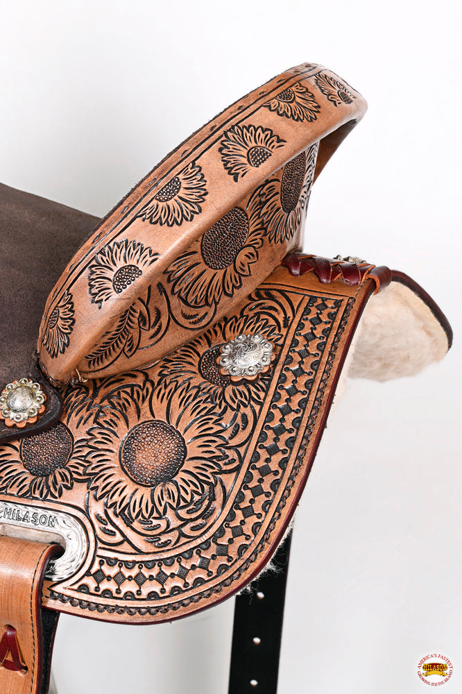 HILASON Flex Tree Western Horse Saddle in American Leather Barrel Trail | for Horses