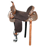 HILASON Flex Tree Western Horse Saddle in American Leather Barrel Trail | for Horses