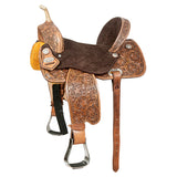 Flex Tree Western Horse Saddle In American Leather Barrel Trail - Uhorse