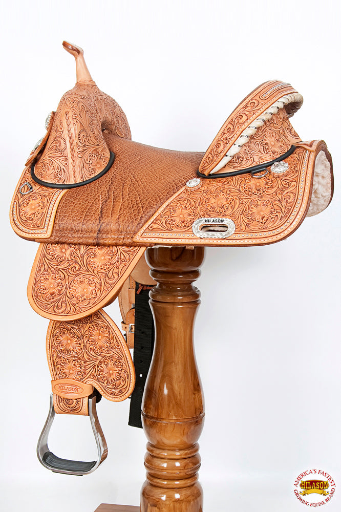 Hilason Western Trail Treeless Barrel Racing American Leather Saddle