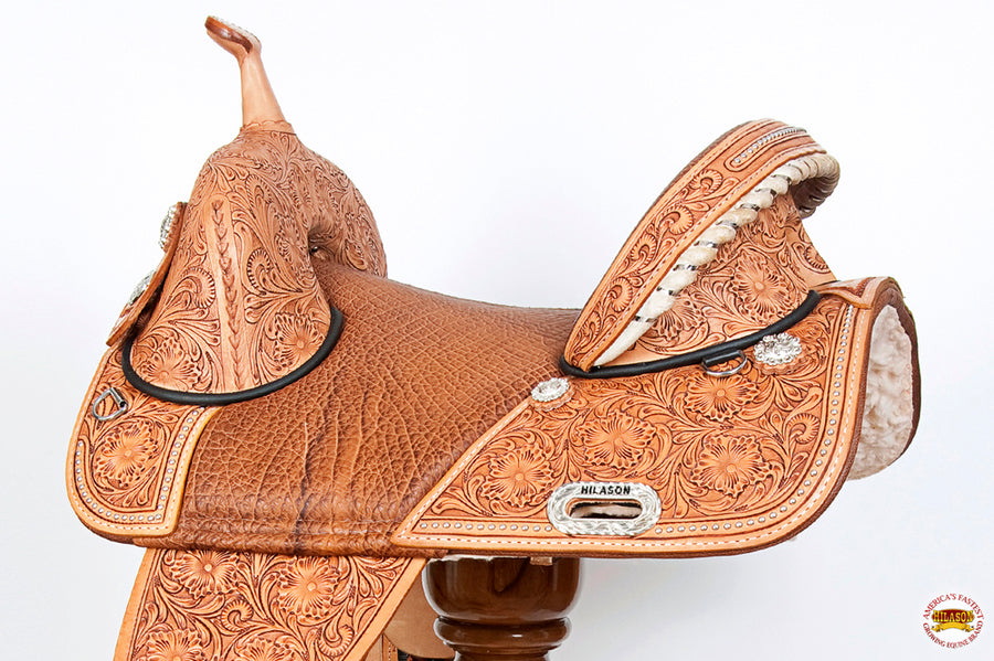 Hilason Western Trail Treeless Barrel Racing American Leather Saddle