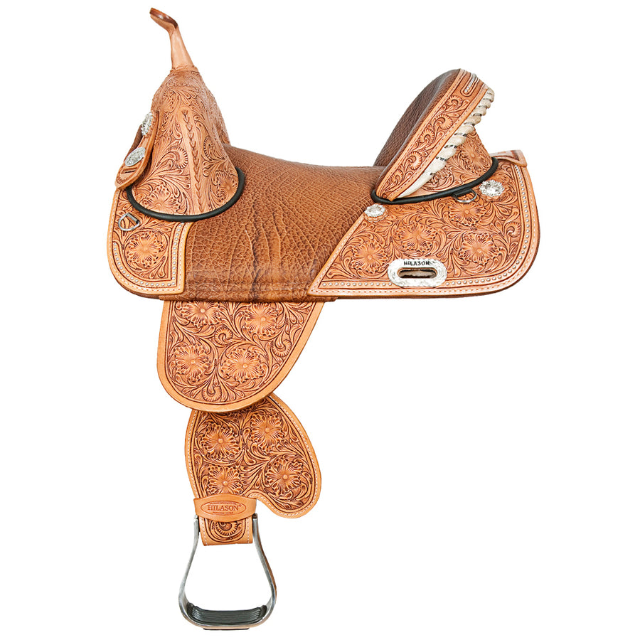 Hilason Western Trail Treeless Barrel Racing American Leather Saddle - Uhorse