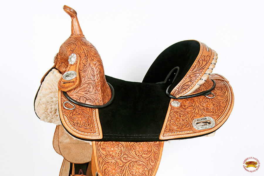 Hilason Western Trail Treeless Barrel Racing American Leather Saddle