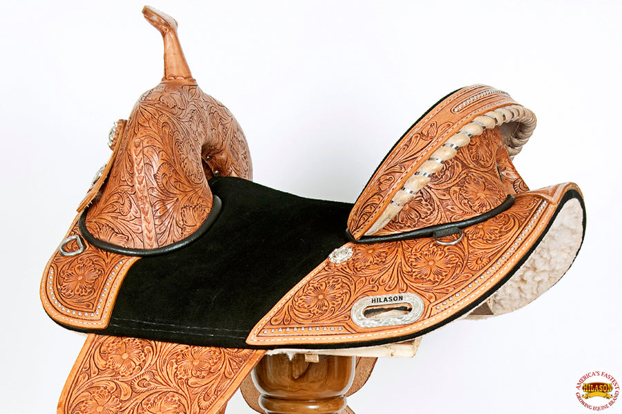 Hilason Western Trail Treeless Barrel Racing American Leather Saddle