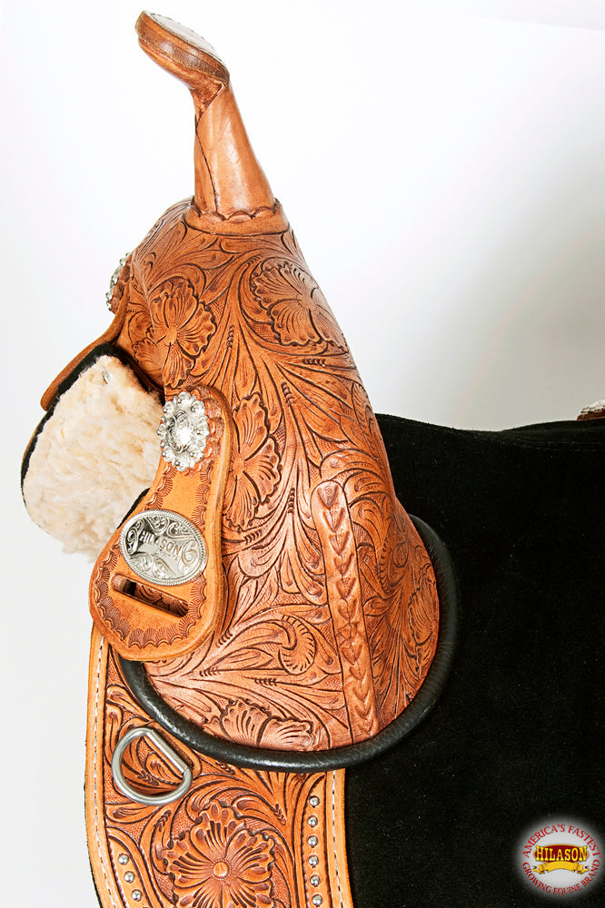 Hilason Western Trail Treeless Barrel Racing American Leather Saddle