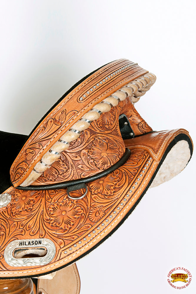 Hilason Western Trail Treeless Barrel Racing American Leather Saddle