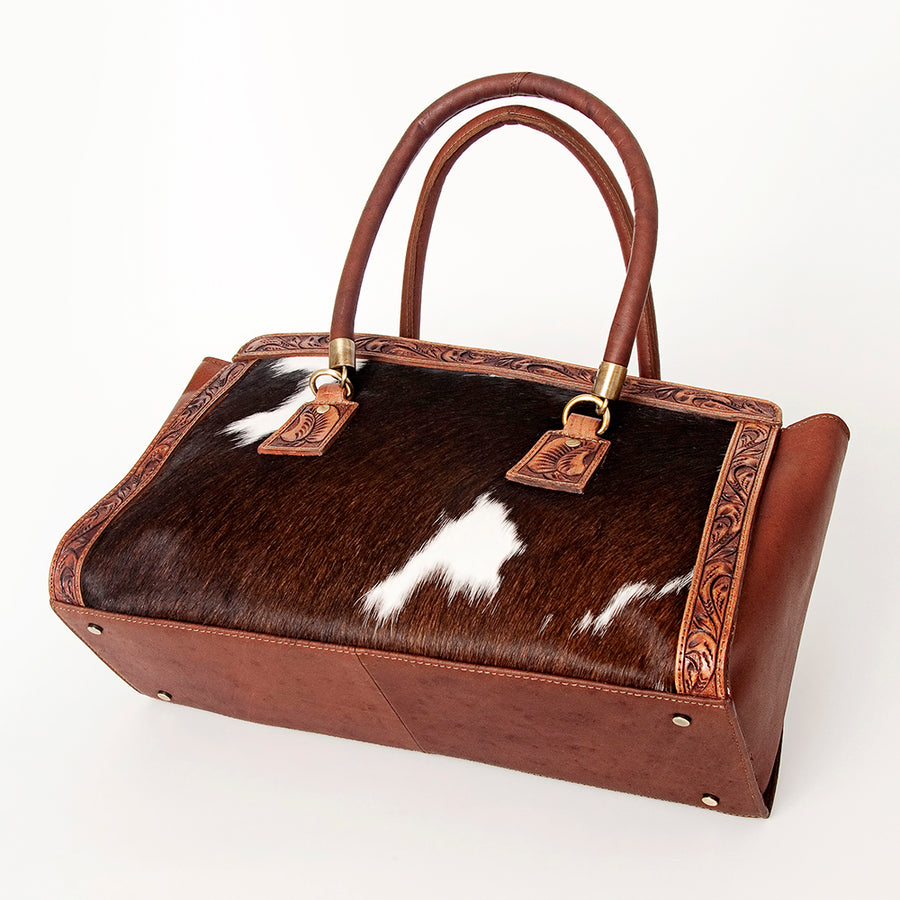 American Darling Tote Hand Tooled Hair on Genuine Leather Western Women Bag | Handbag Purse for Cute