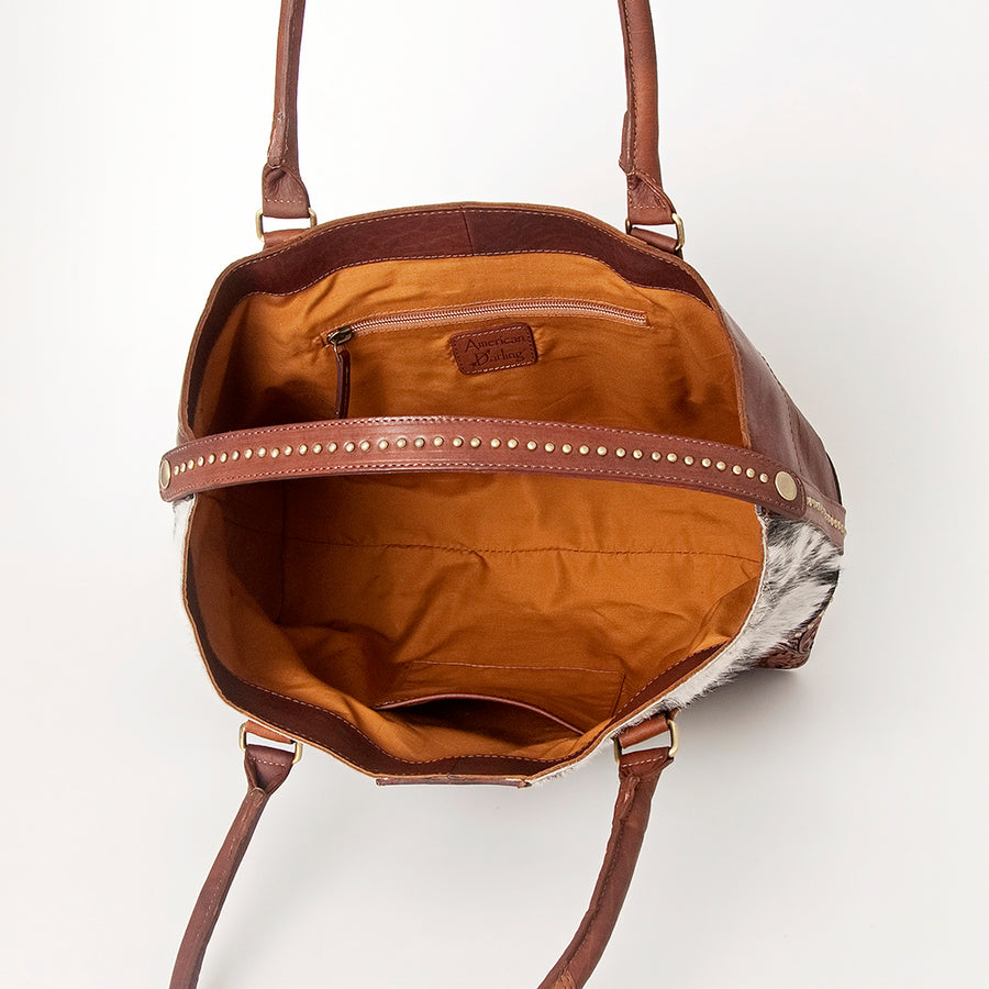 American Darling Tote Hand Tooled Hair on Genuine Leather Western Women Bag Handbag Purse | Travel Bags College Casual