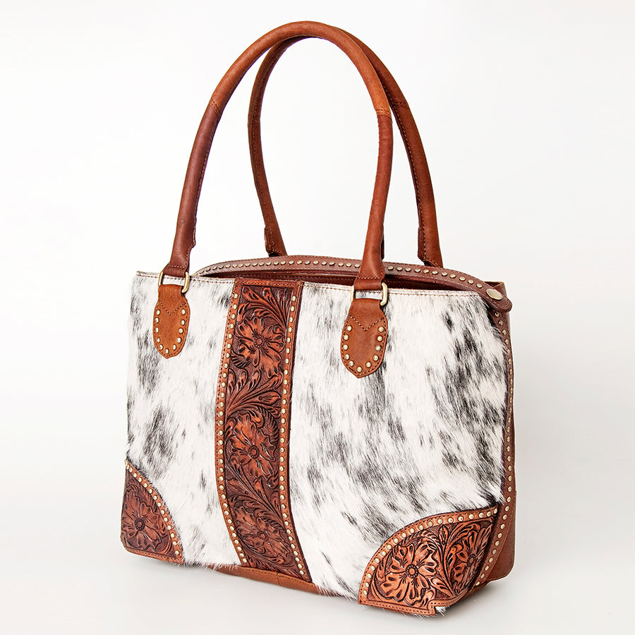 American Darling Tote Hand Tooled Hair on Genuine Leather Western Women Bag Handbag Purse | Travel Bags College - Uhorse