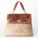 American Darling Briefcase Hand Tooled Hair On Genuine Leather Western Women Bag Handbag | for Cute Laptop