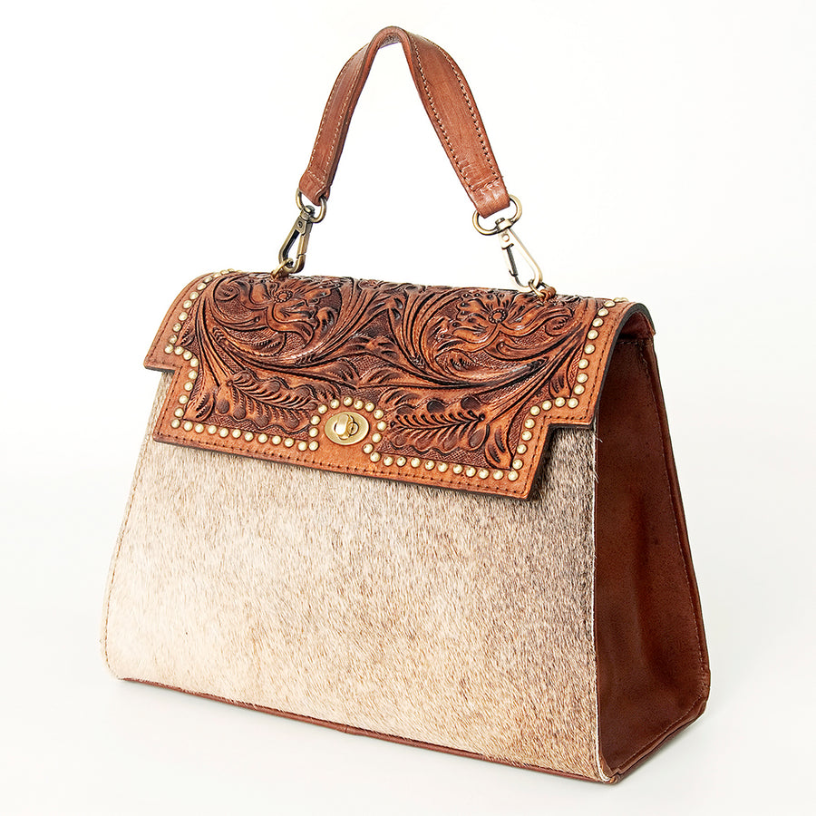 American Darling Briefcase Hand Tooled Hair On Genuine Leather W. by Hilason – Cowboy and equestrian accessories