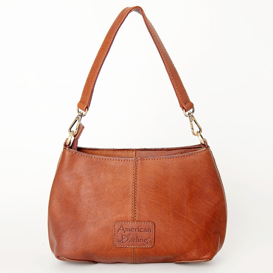 American Darling Hobo Bag, Hand-Tooled Floral Western Leather Purse with Hair-On Cowhide, 8.5in (H) X 12.5in (W)