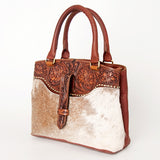 American Darling Western Hand-Tooled Floral Tote Bag - Cowhide Leather Purse - Uhorse