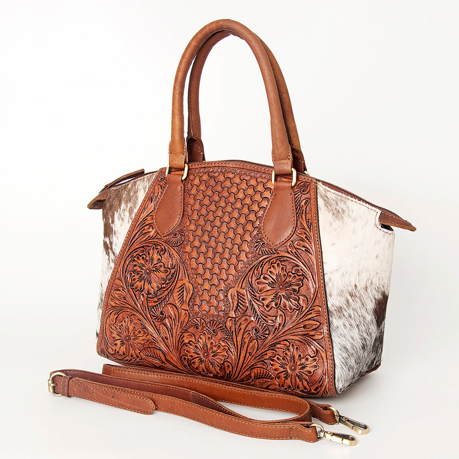 American Darling Tote Hand Tooled Hair on Genuine Leather W. Women Bag by Hilason – Cowboy and equestrian accessories