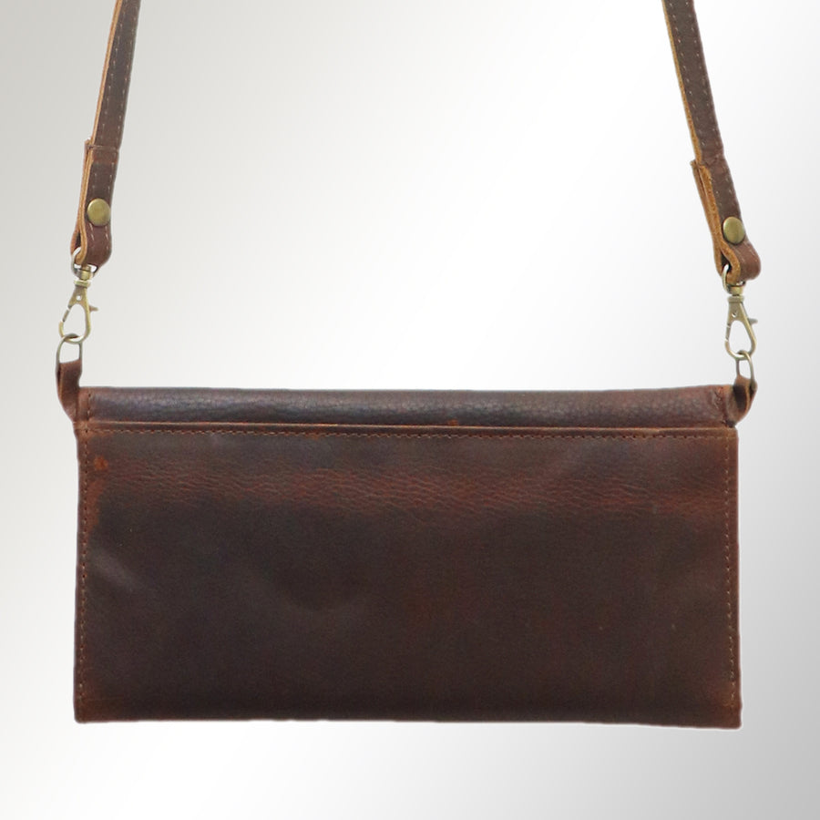 American Darling Wallet Hand Tooled Leather Clutch Vegetable Tanned Western Accessory 4in x 8in