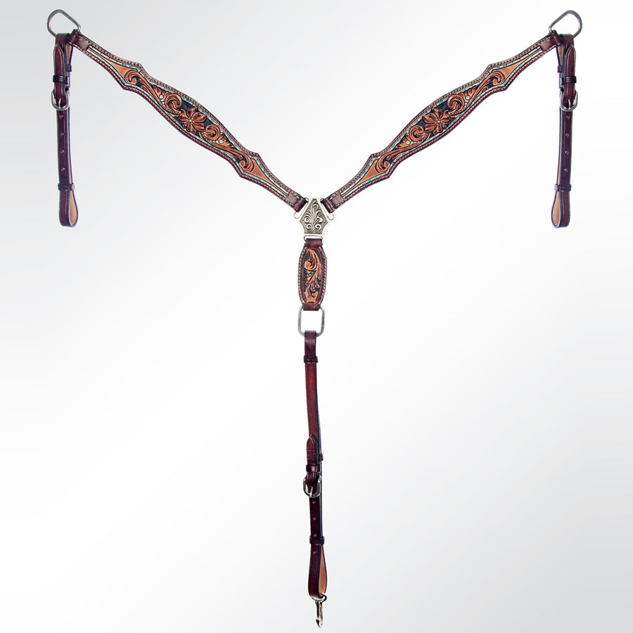 American Darling Western Horse Floral Genuine Leather Headstall Tack Set | Breast Collar for Horses