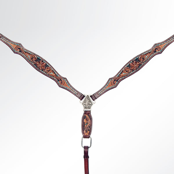 American Darling Western Horse Floral Genuine Leather Headstall Tack Set - Uhorse
