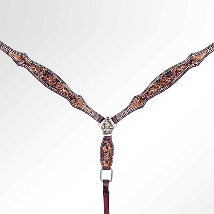 American Darling Western Horse Floral Genuine Leather Breast Collar - Uhorse