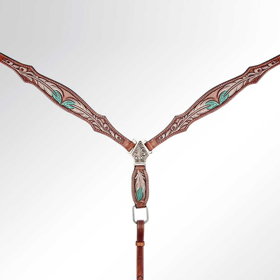 AMERICAN DARLING Western Horse Headstall Breast Collar Set Leather - Uhorse
