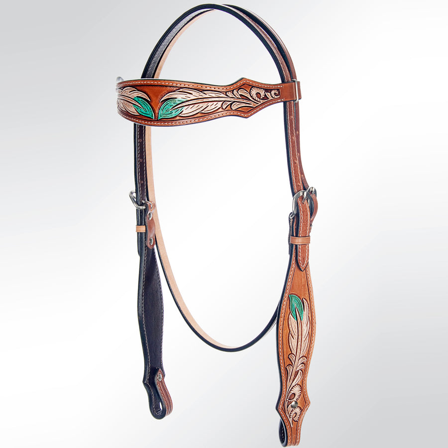 American Darling Western Horse Floral Genuine Leather Headstall Tack Set | Breast Collar for Horses