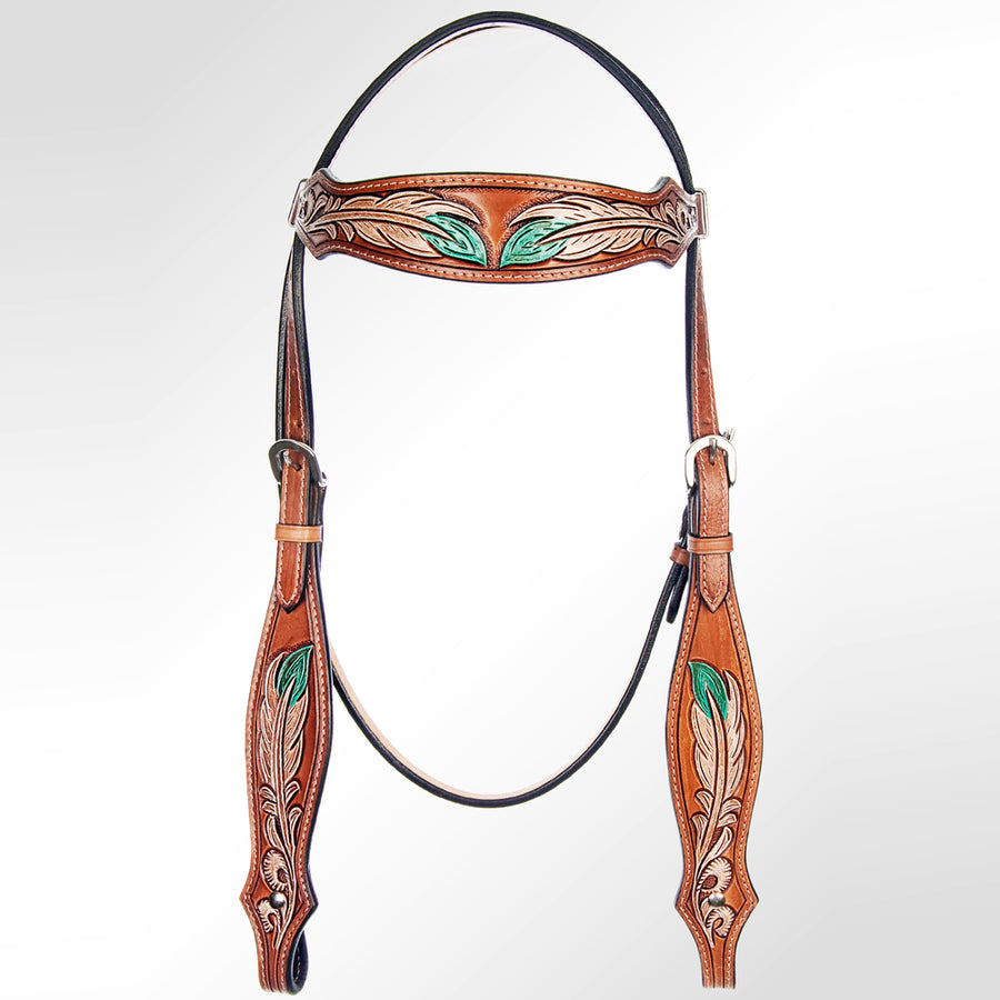 American Darling Western Horse Leaf Genuine Leather Headstall - Uhorse