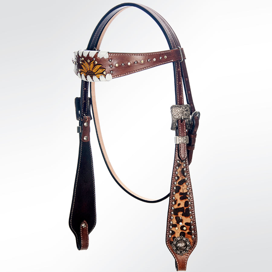 American Darling Western Horse Floral Genuine Leather Headstall Tack Set | Breast Collar for Horses