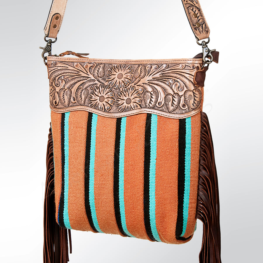 American Darling GIBGX214 Signature Crossbody Hand Tooled Saddle by Hilason – Cowboy and equestrian accessories
