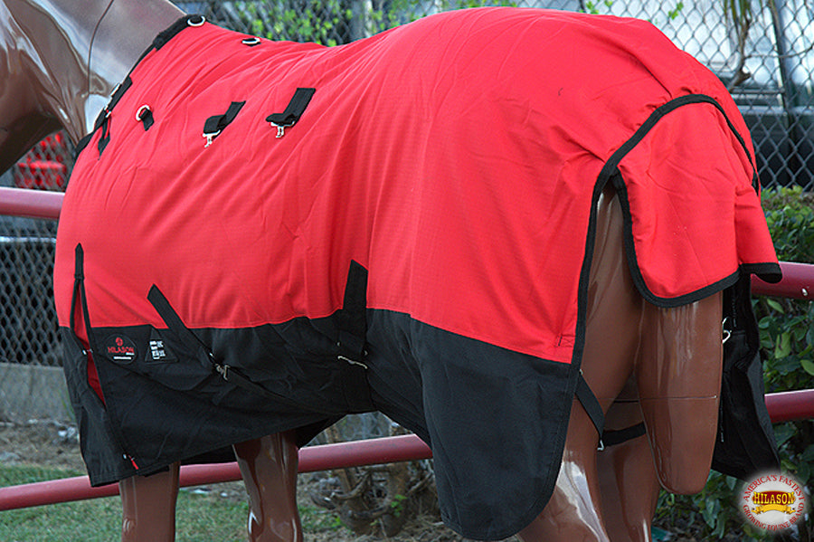 HILASON 1200D Winter Waterproof Poly Horse Turnout Blanket Belly Wrap Red