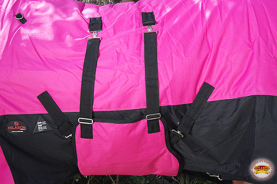 HILASON 600D Winter Waterproof Poly Horse Blanket Belly Wrap Pink | Turnout Blankets for Horses