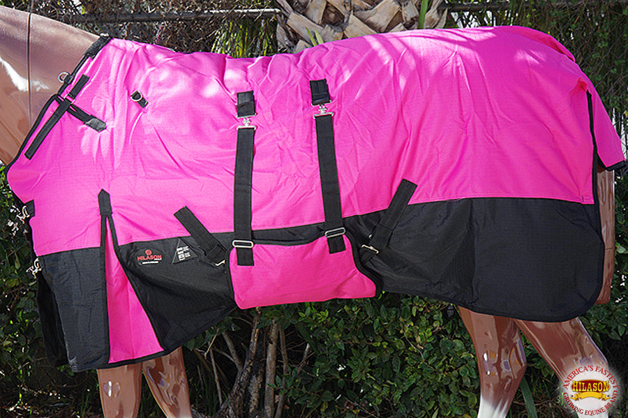 HILASON 600D Winter Waterproof Poly Horse Blanket Belly Wrap Pink | Turnout Blankets for Horses