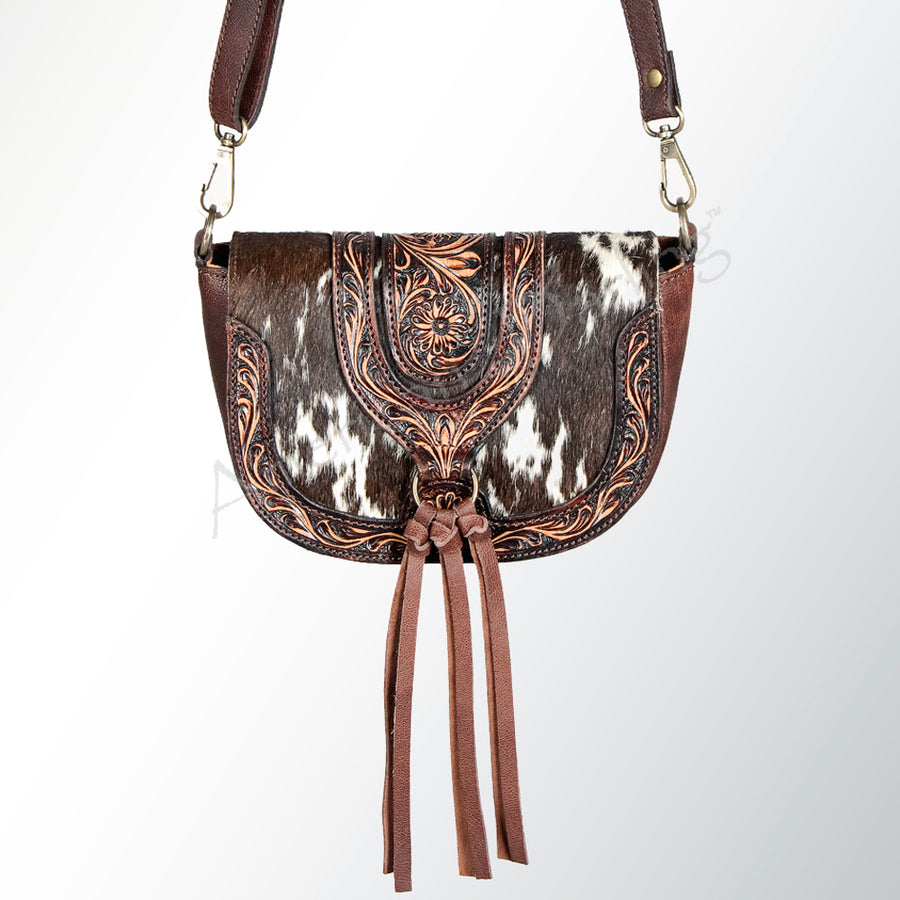 American Darling Cross Body Hand Tooled Hair on- Genuine Leather Western Women Bag Handbag Purse | Crossbody for Cute