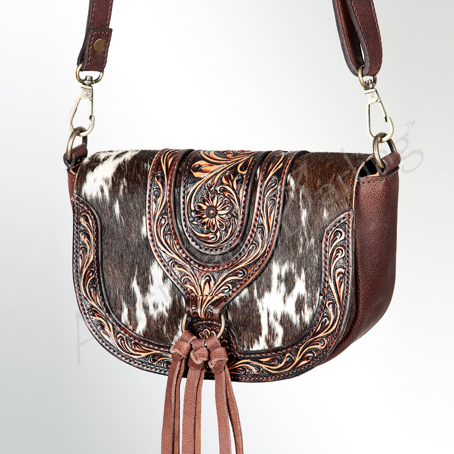 ADBGZ390 American Darling Hand Tooled Hair On Genuine Leather Women by Hilason – Cowboy and equestrian accessories