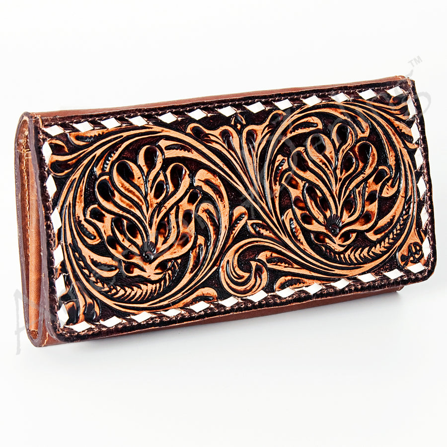 American Darling Wallet Hand Tooled Genuine Leather Western Women Bag | Handbag Purse Wristlet Travel Clutch - Uhorse