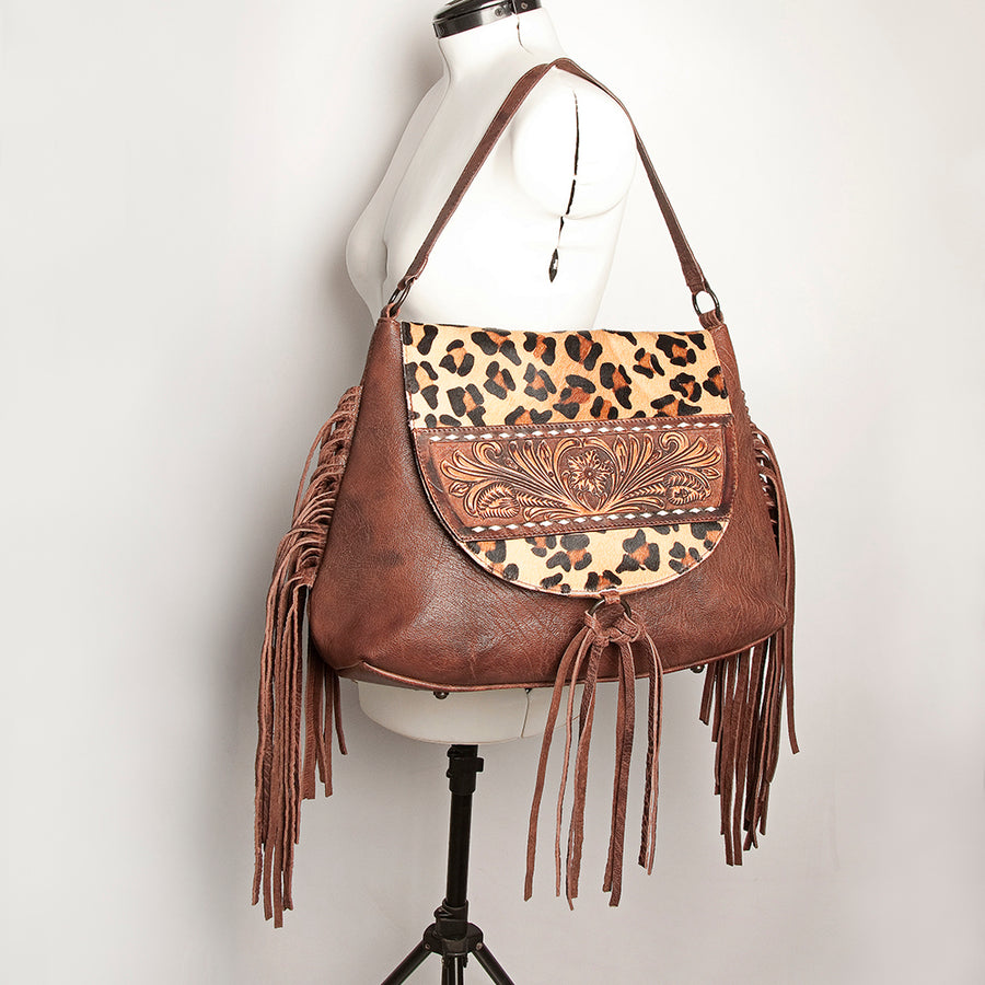 American Darling Messenger Hand Tooled Hair On Genuine Leather Western Women Bag Handbag Purse