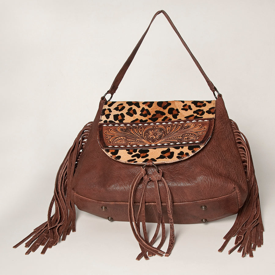 American Darling Messenger Hand Tooled Hair On Genuine Leather Western Women Bag Handbag Purse