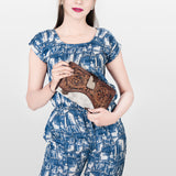 American Darling Wallet Hand Tooled Hair on Genuine Leather Western Women Bag | Handbag Purse Wristlet Travel Clutch