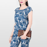 American Darling Wallet Hand Tooled Hair on Genuine Leather W. Women