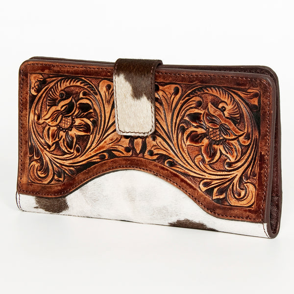 American Darling Wallet Hand Tooled Hair on Genuine Leather W. Women by Hilason – Cowboy and equestrian accessories