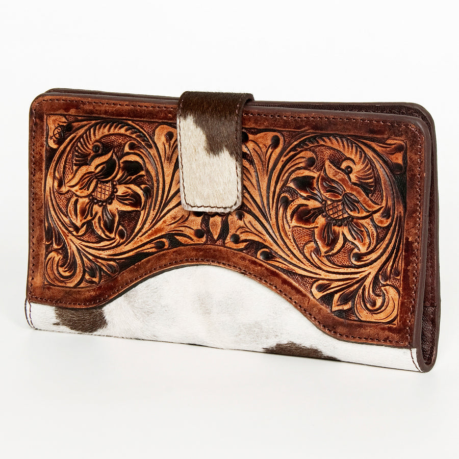 American Darling Wallet Hand Tooled Hair on Genuine Leather W. Women by Hilason – Cowboy and equestrian accessories