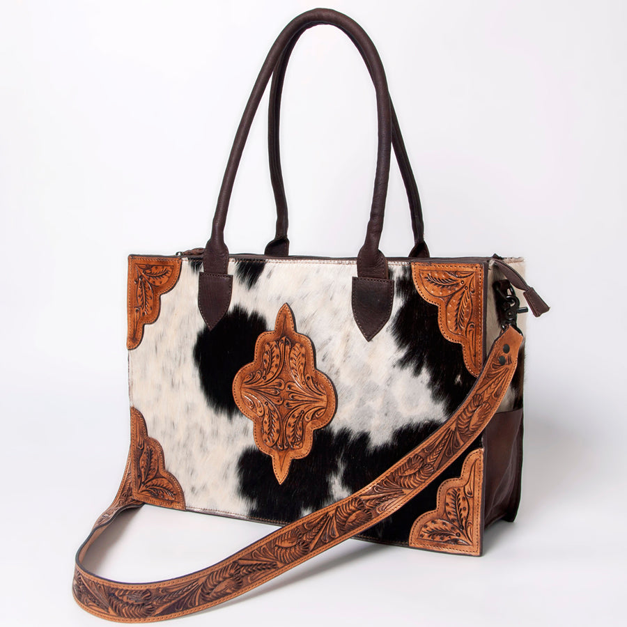 American Darling Tote Hair-On Hand Tooled Genuine Leather Western Women Bag Handbag Purse | Travel Bags College - Uhorse