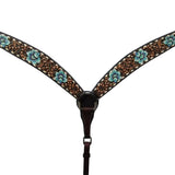 HILASON Western Horse Floral Breast Collar Headstall American Leather Dark Brown | Tack Set for Horses