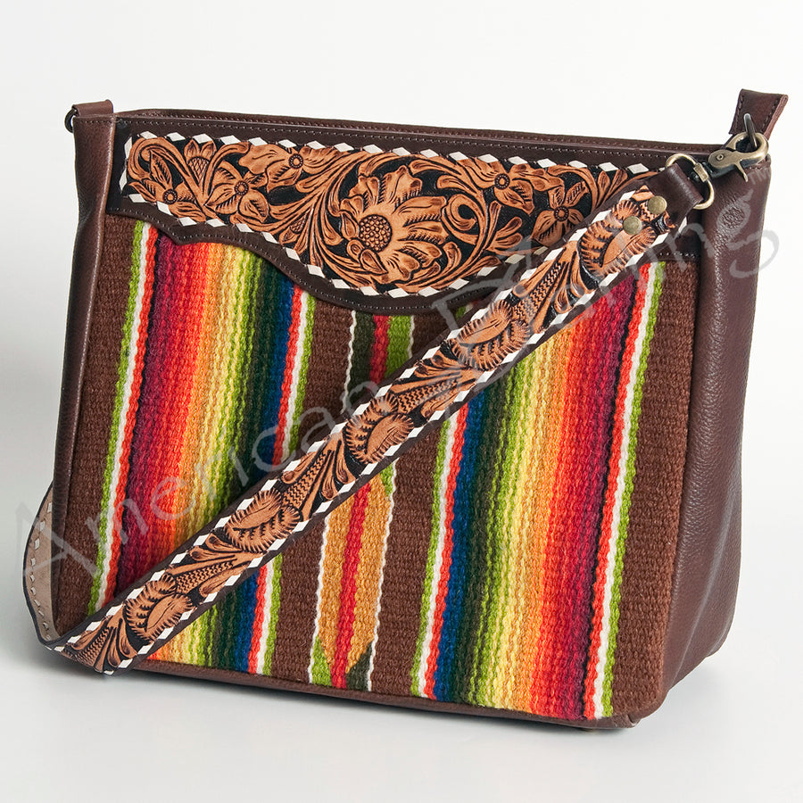American Darling Hand Tooled Leather Saddle Blanket Cross body Bag Women - Uhorse