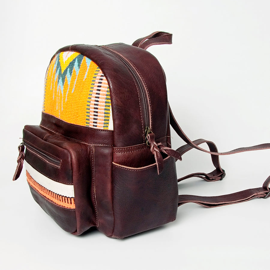 American Darling Backpack Saddle Blanket Fabric Genuine Leather Western Women Bag | for Laptop School Purse Travel - Uhorse