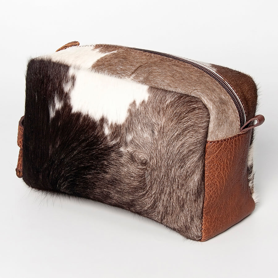 American Darling Toiletry Hair on Genuine Leather Western Women Bag | Handbag Wristlet Travel Clutch - Uhorse