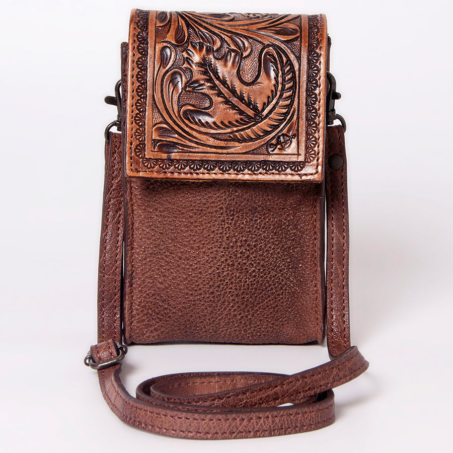 American Darling Cell Phone Holder Hand Tooled Hair-On Genuine Leather Women Bag Western Handbag Purse | Case